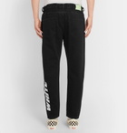 Off-White - Tapered Embroidered Denim Jeans - Men - Black