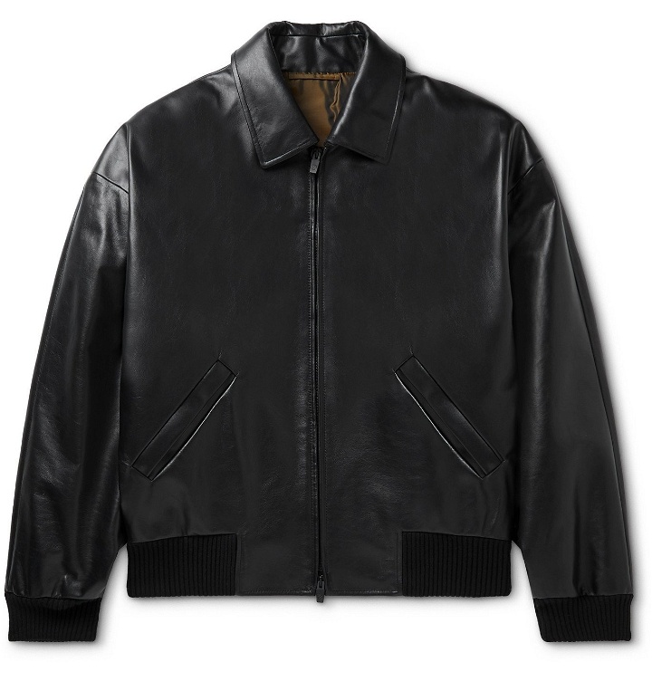 Photo: Fear of God for Ermenegildo Zegna - Logo-Embossed Leather Bomber Jacket - Black