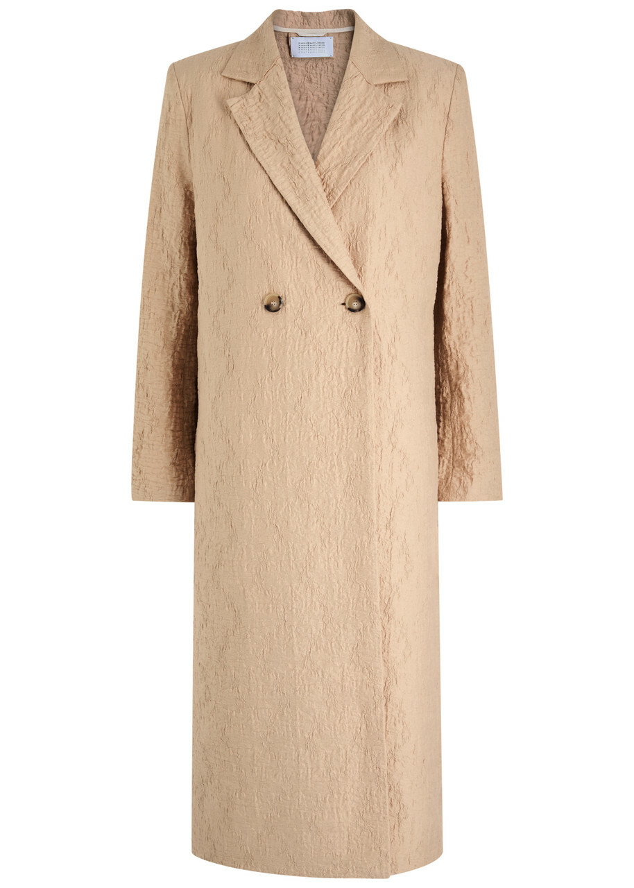Harris Wharf London Double-breasted Cloqué Coat Beige