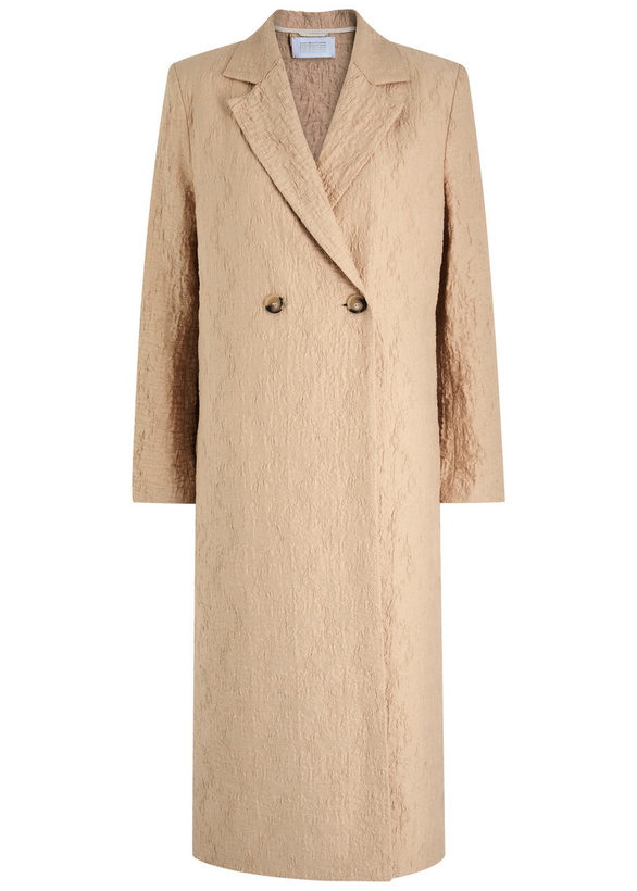Photo: Harris Wharf London Double-breasted Cloqué Coat Beige