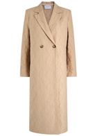 Harris Wharf London Double-breasted Cloqué Coat Beige