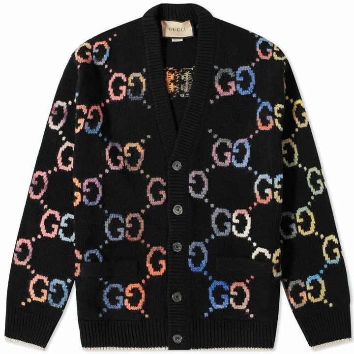 Photo: Gucci Men's Rainbow All Over GG Cardigan in Black