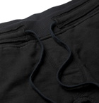 Greg Lauren - 50/50 Slim-Fit Rivet-Detailed Waffle-Knit and Cotton-Blend Jersey Sweatpants - Black