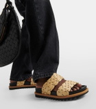 Dries Van Noten Woven and raffia and leather slides