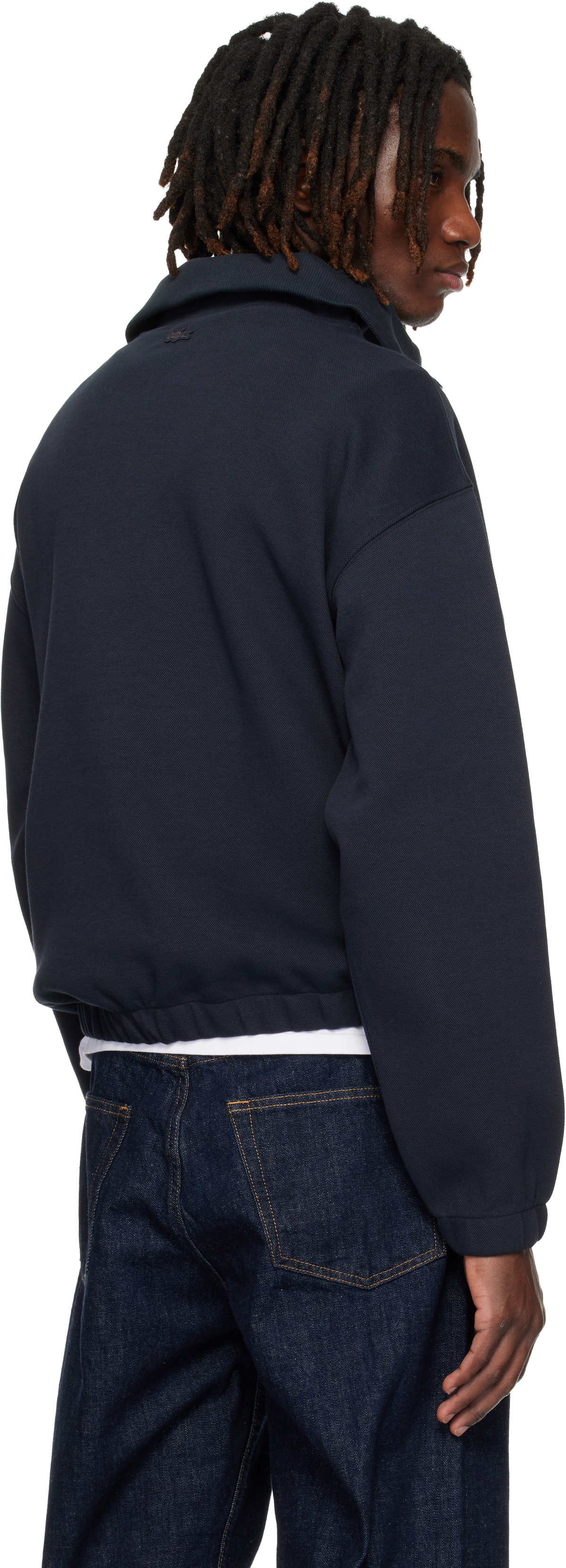 Lacoste Black Loose Fit Zipped Neck Piqué Sweatshirt