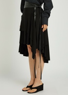 Aaron Esh Belted Asymmetric Jersey Mini Skirt Black
