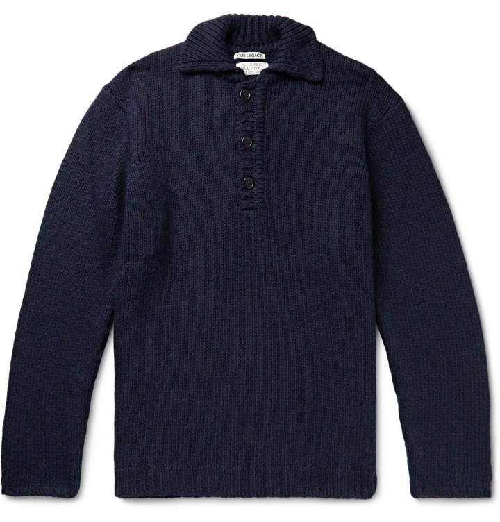 Photo: Our Legacy - Brushed Knitted Half-Placket Sweater - Blue