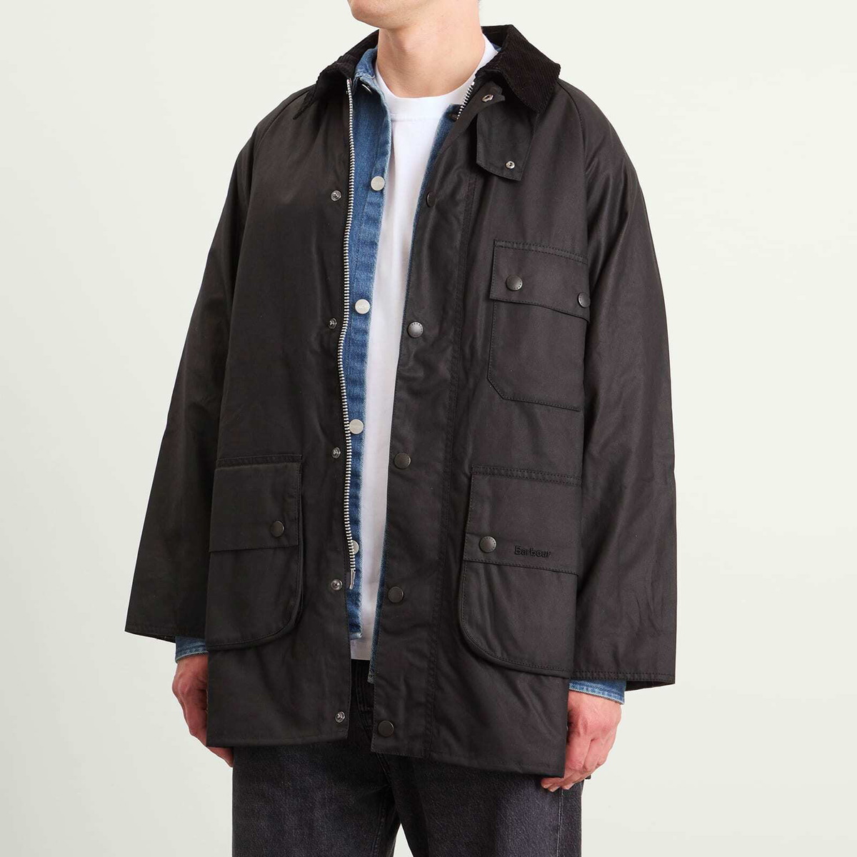 Barbour Men's OS Solway Wax Jacket in Black Barbour