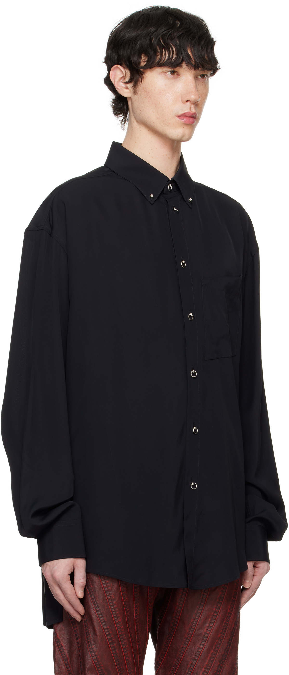 Mugler Black Fluid Piercing Shirt