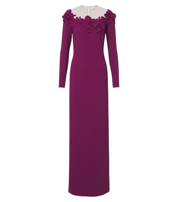 Photo: Costarellos Embellished floral-appliqué gown