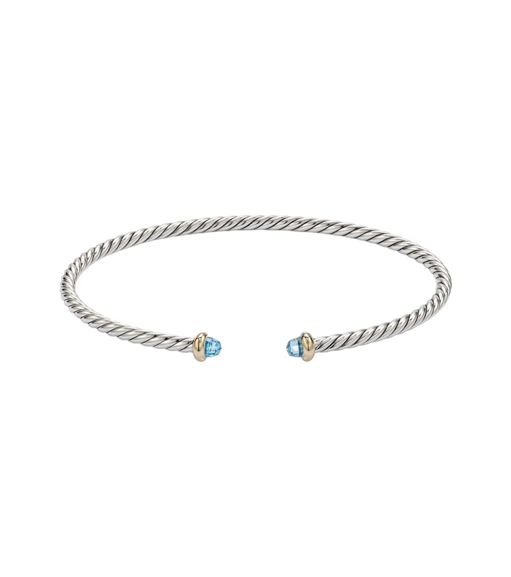 Photo: David Yurman Micro Cable Flex® sterling silver and 14kt gold cuff bracelet with topaz