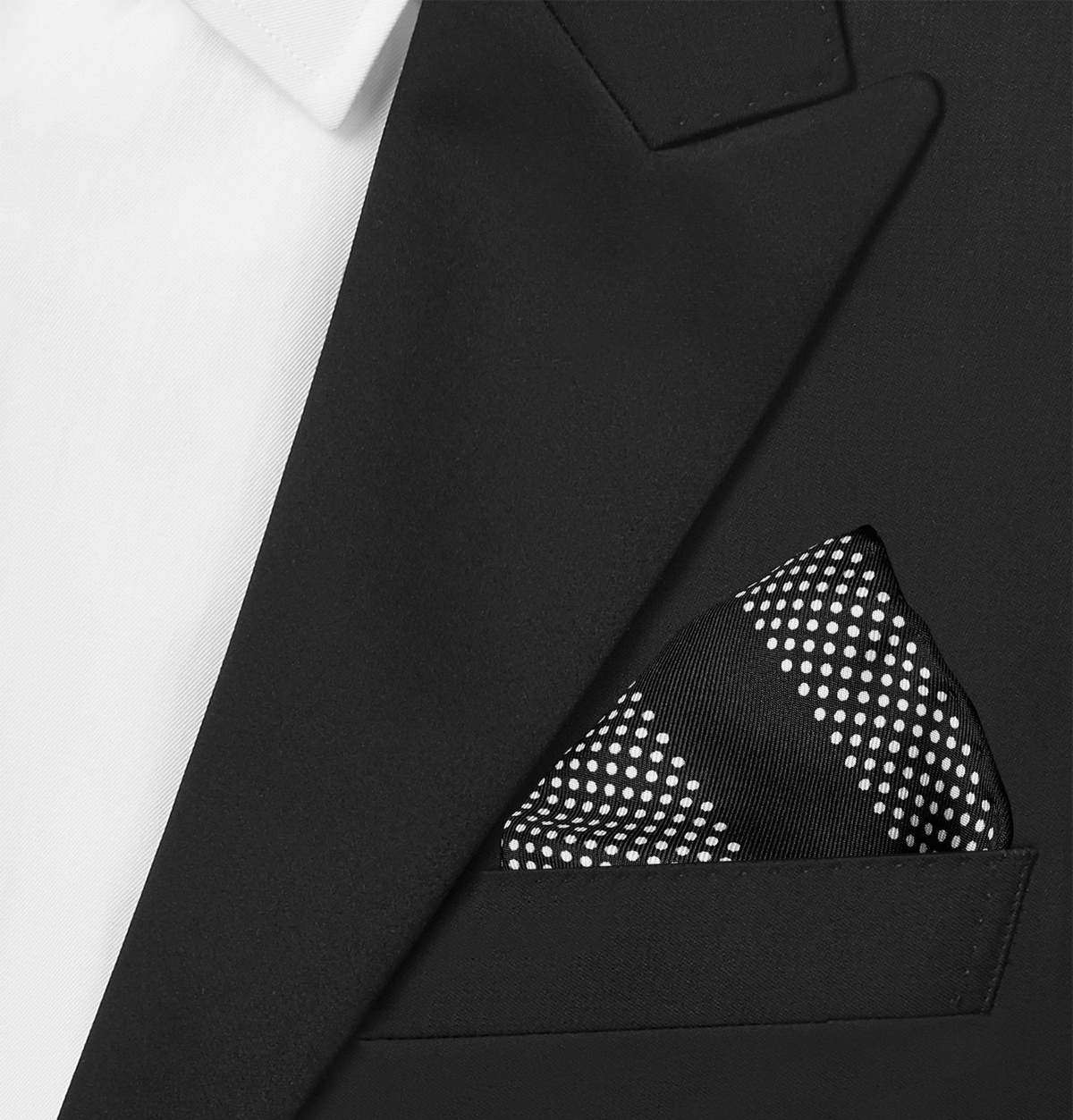 Tom Ford Polka Dot Silk Twill Pocket Square Black Tom Ford