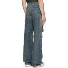 Rick Owens DRKSHDW Blue Tower Double Cargo Jeans