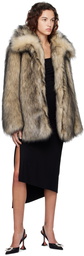 Paco Rabanne Gray Spread Collar Faux-Fur Jacket