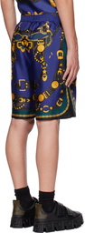 Versace Blue Medusa Saddle Shorts