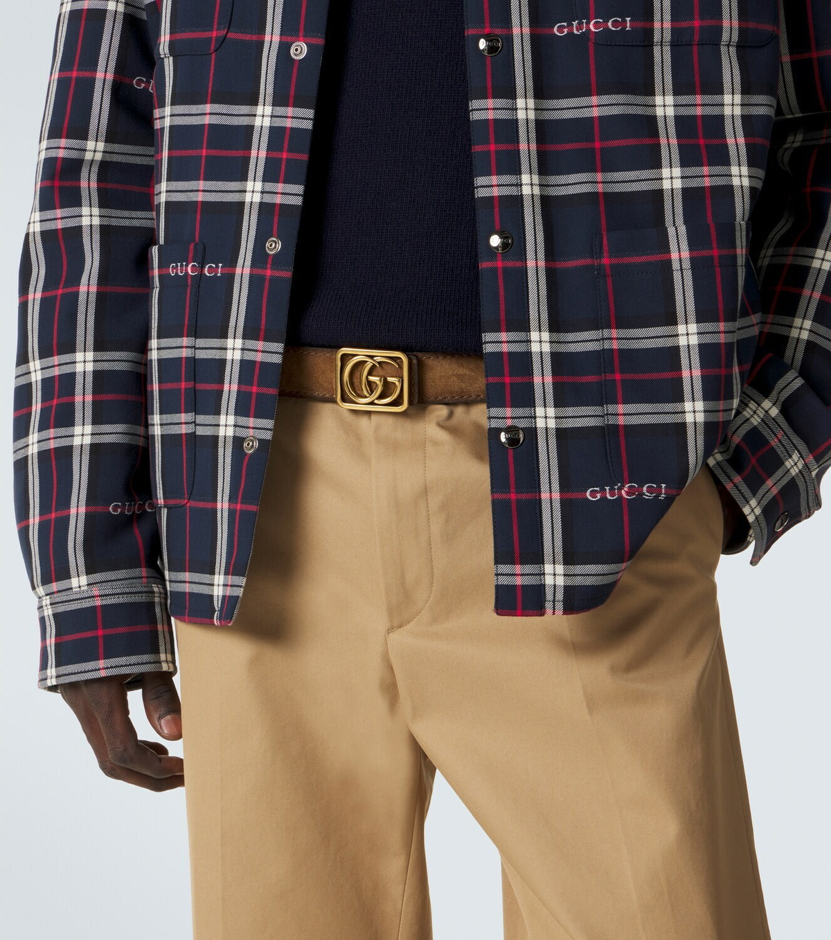 Gucci Double G reversible suede and leather belt