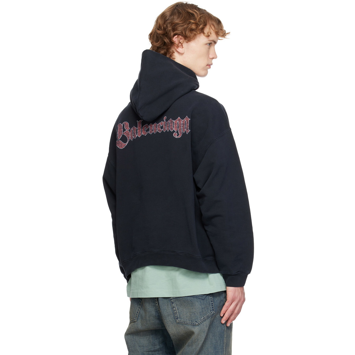 Balenciaga Black Logo Spiral Medium Fit Hoodie
