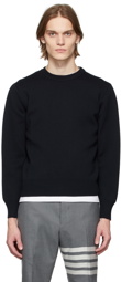 Thom Browne Navy Merino Milano Stitch Sweater