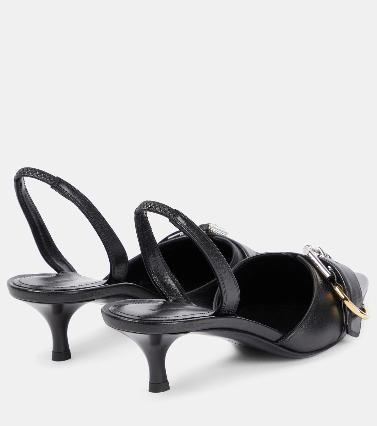 サンダル・ミュール GIVENCHY FW24 Black leather Voyou pumps (BE403LE29R 001) Givenchy Voyou leather slingback pumps Givenchy