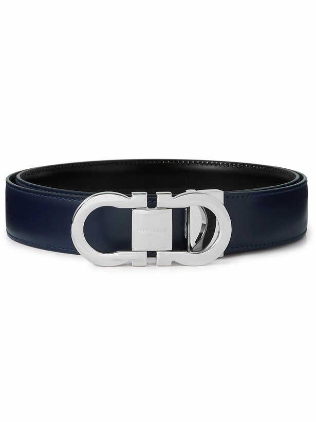 Photo: FERRAGAMO - 3cm Gancini Reversible Leather Belt - Black