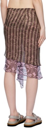 Dries Van Noten Brown & Pink Wrap Midi Skirt