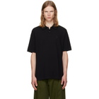 vowels Black Short Sleeve Pique Polo