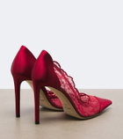 Jimmy Choo Brigitte lace-trimmed satin pumps
