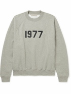 FEAR OF GOD ESSENTIALS - Logo-Flocked Cotton-Blend Jersey Sweatshirt - Gray