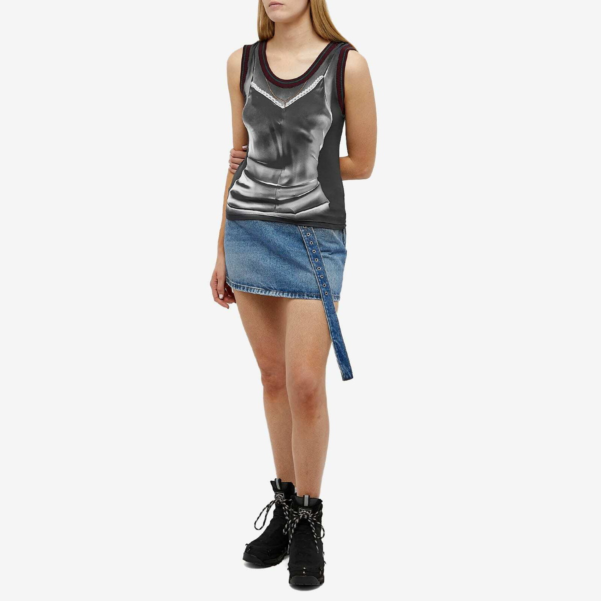 Y-Project Women's x Jean Paul Gaultier Trompe L'Oeil Lingerie Tank T in  Black/Bordeaux Y/Project