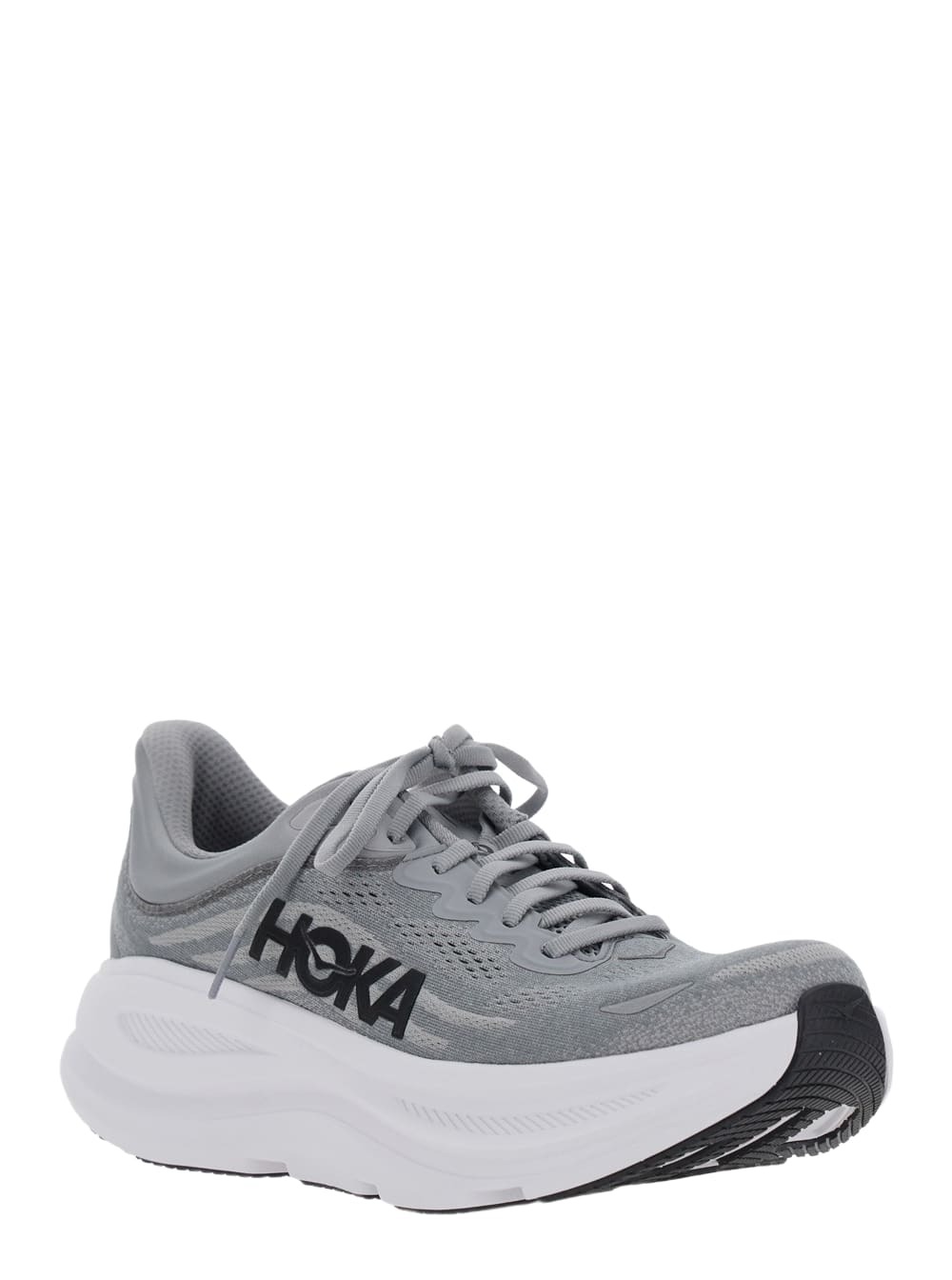 Hoka bondi 9 Grey Low Top Sneakers With Maxi Logo Lettering On The Side In Tech Fabric Unisex
