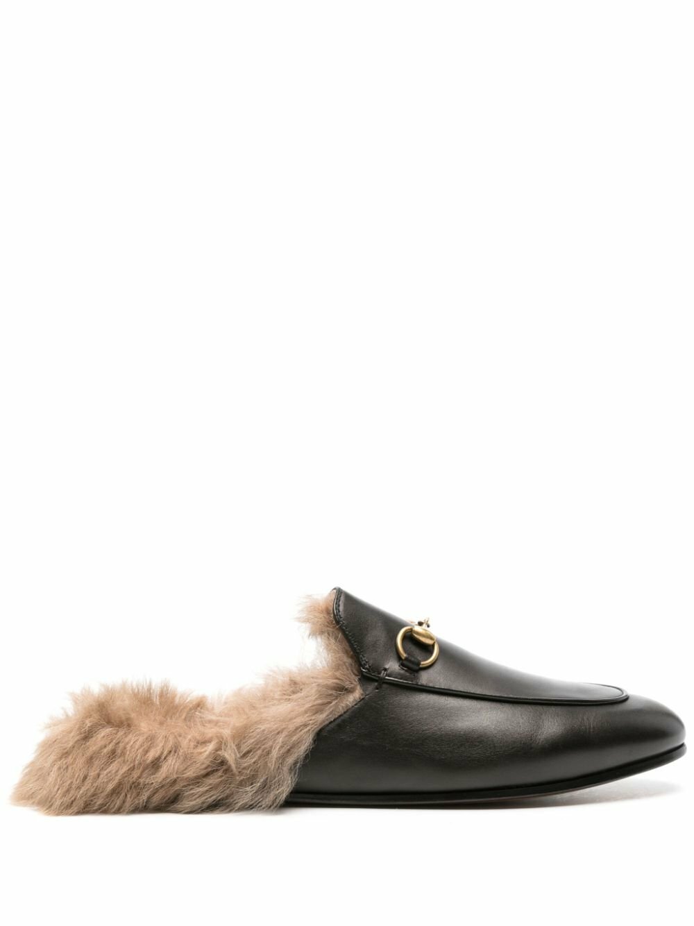 Black Leather Princetown Mule