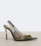 Saint Laurent Sibyl leather-trimmed TPU slingback pumps