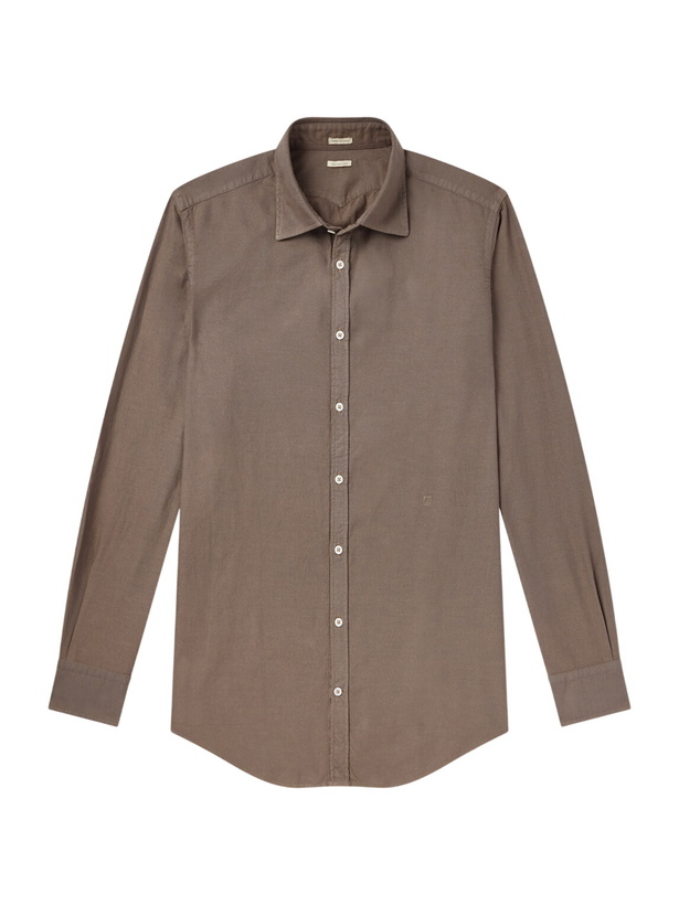 Photo: Massimo Alba - Genova Cotton-Chambray Shirt - Brown