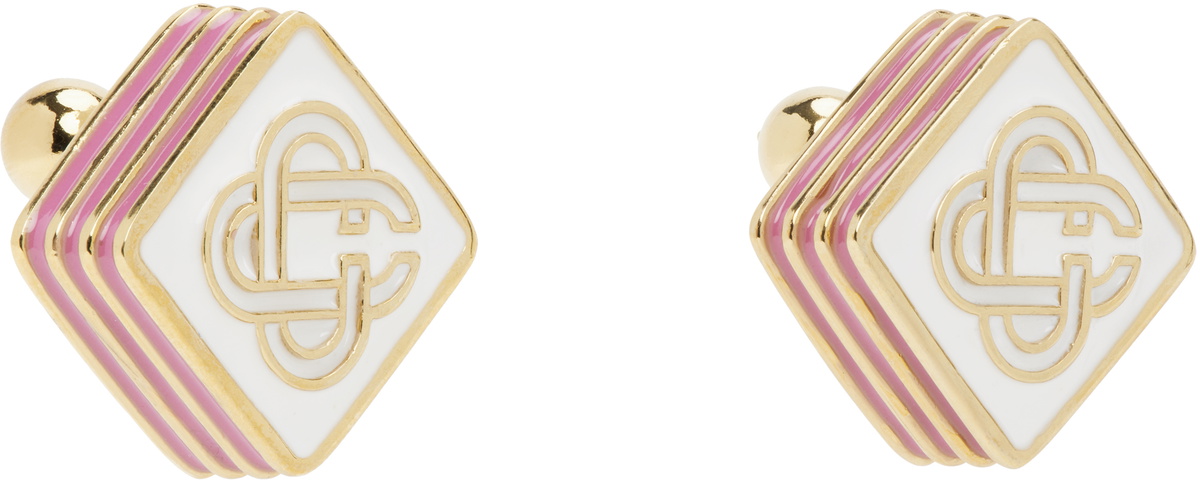 Casablanca Gold Monogram Logo Stud Earrings