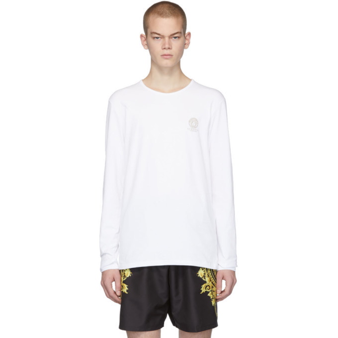 Photo: Versace Underwear White Logo Long Sleeve T-Shirt