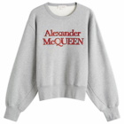 Alexander McQueen Men's Kimono Sleeve Crew Sweatshirt in Pale Grey