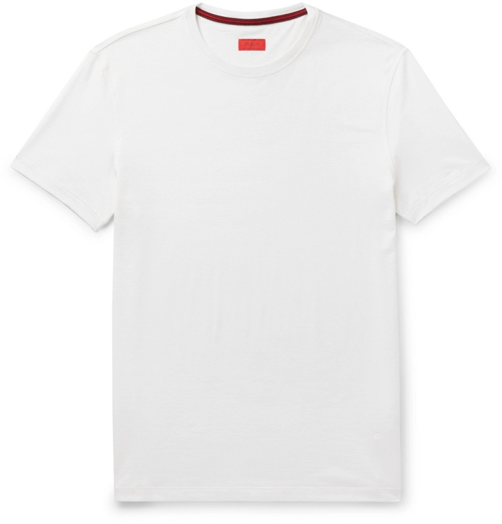 Photo: Isaia - Mélange Silk and Cotton-Blend Jersey T-Shirt - White