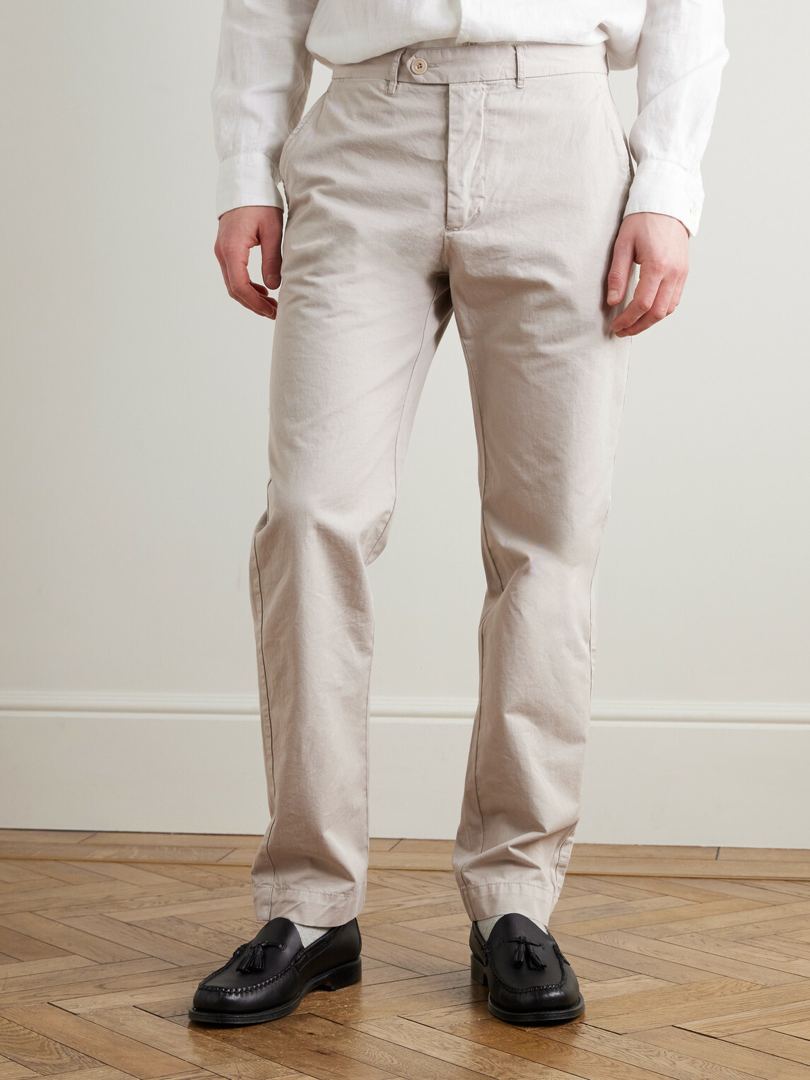 Hartford - Taylor Straight-Leg Cotton-Gabardine Trousers - Neutrals