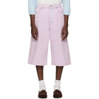 Acne Studios Pink Paint Splatter Denim Shorts
