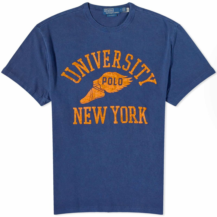 Photo: Polo Ralph Lauren Men's College Print T-Shirt in Dark Cobalt