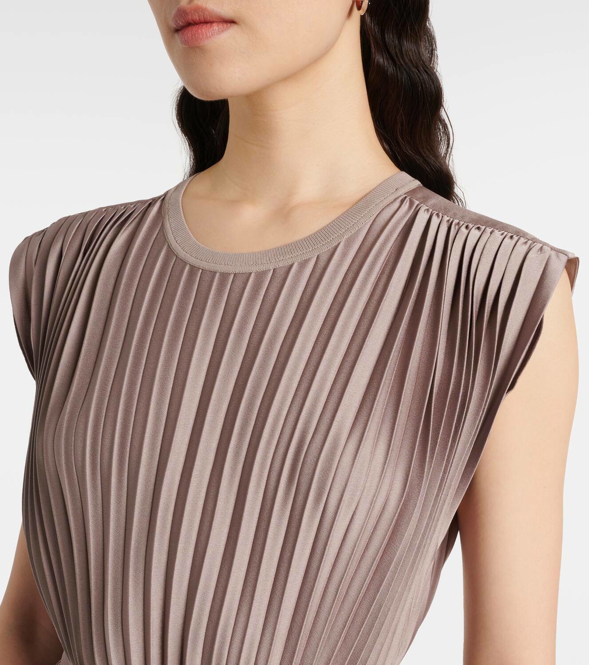 Joseph Volta belted plissé satin midi dress