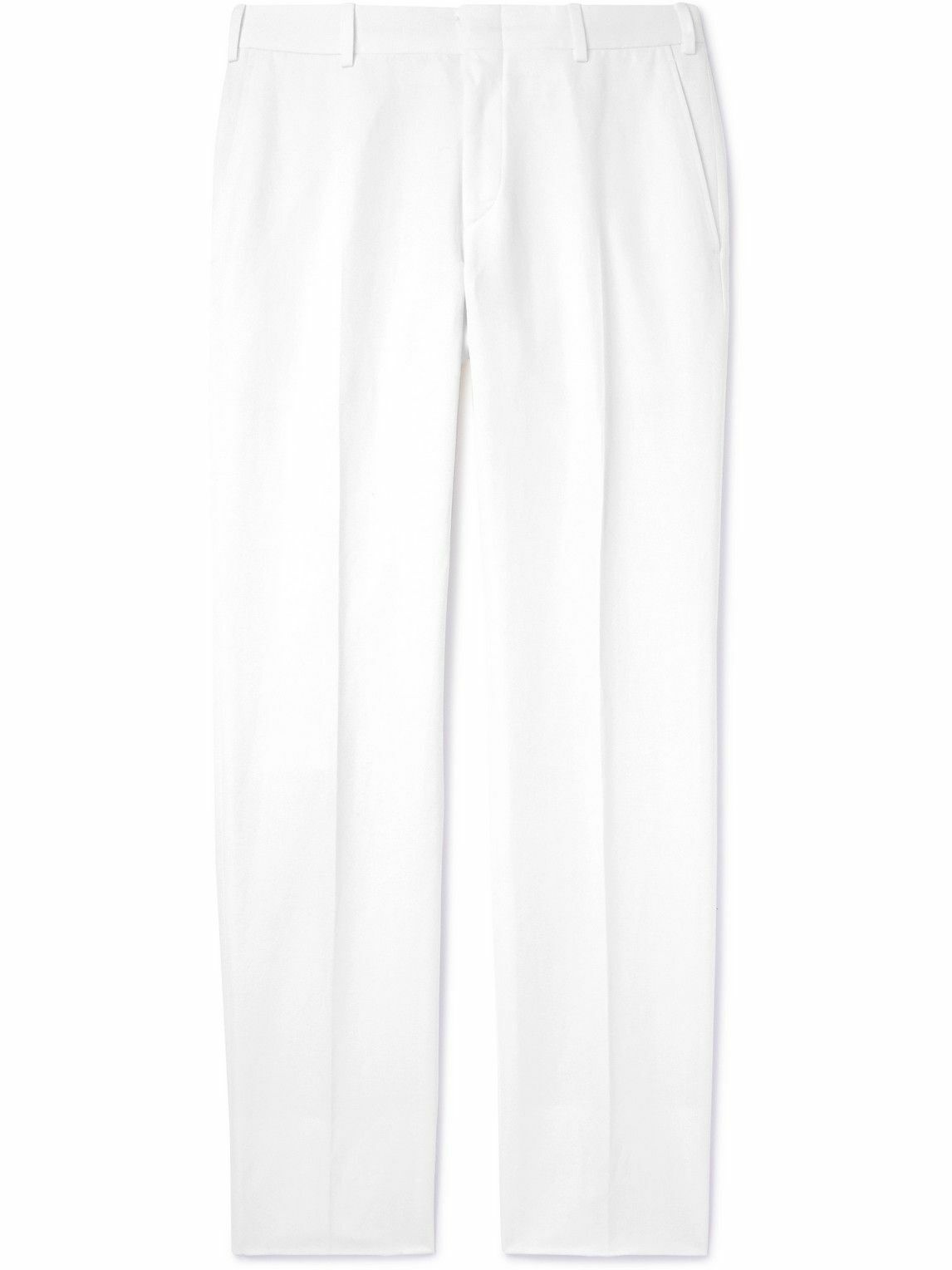 Photo: Brioni - Pienza Straight-Leg Linen and Cotton-Blend Trousers - White