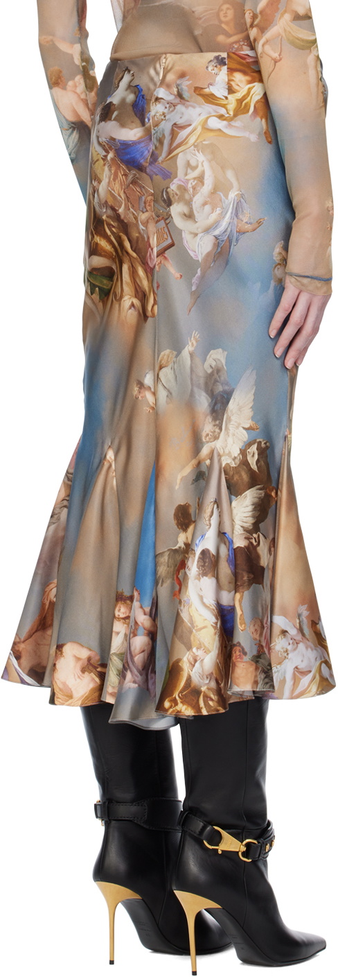 Balmain Blue Printed Midi Skirt Balmain