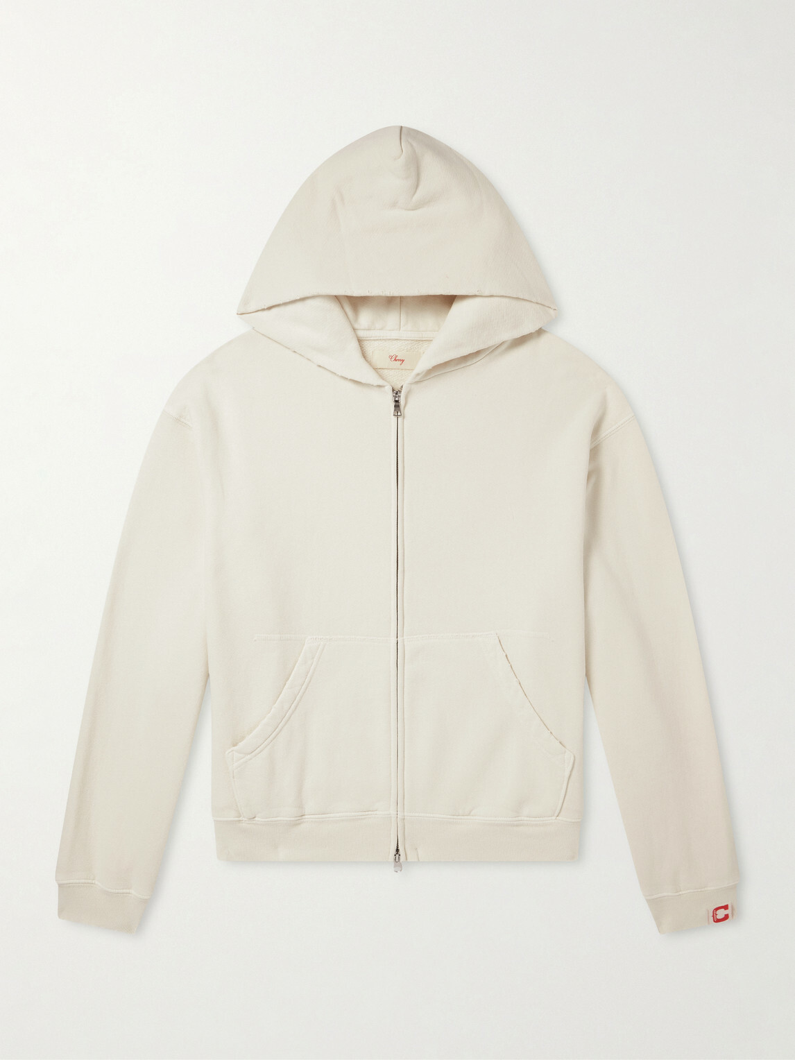 Cherry Los Angeles - Distressed Cotton-Fleece Zip-Up Hoodies - Neutrals