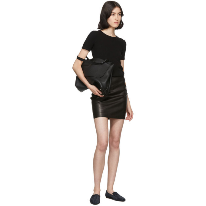 The Row Black Leather Loattan Miniskirt The Row
