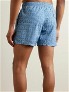 Canali - Straight-Leg Mid-Length Houndstooth Swim Shorts - Blue