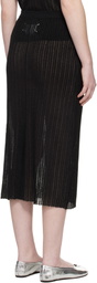 Maison Margiela Black Ribbed Knit Midi Skirt