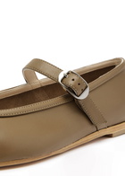 LE Monde Beryl Mary Jane Leather Ballet Flats Taupe