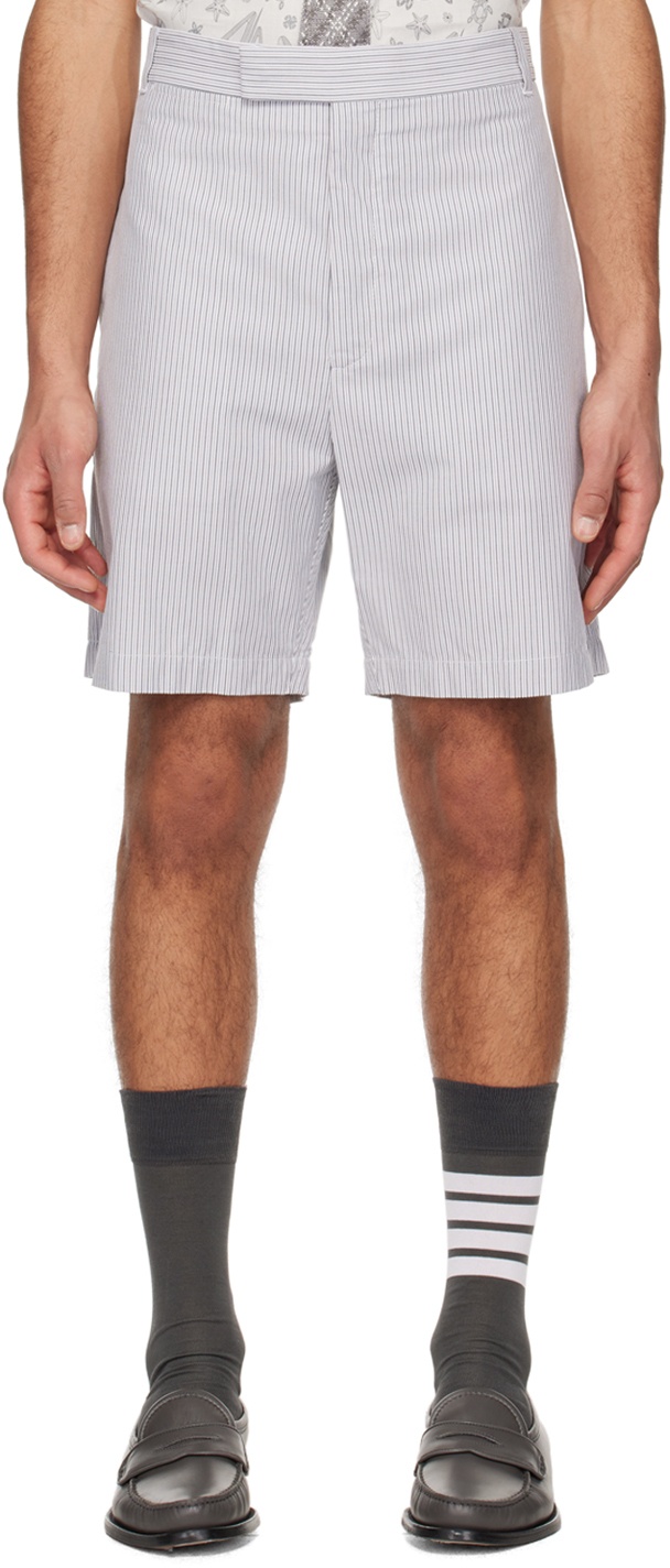 Photo: Thom Browne White & Gray Striped Shorts