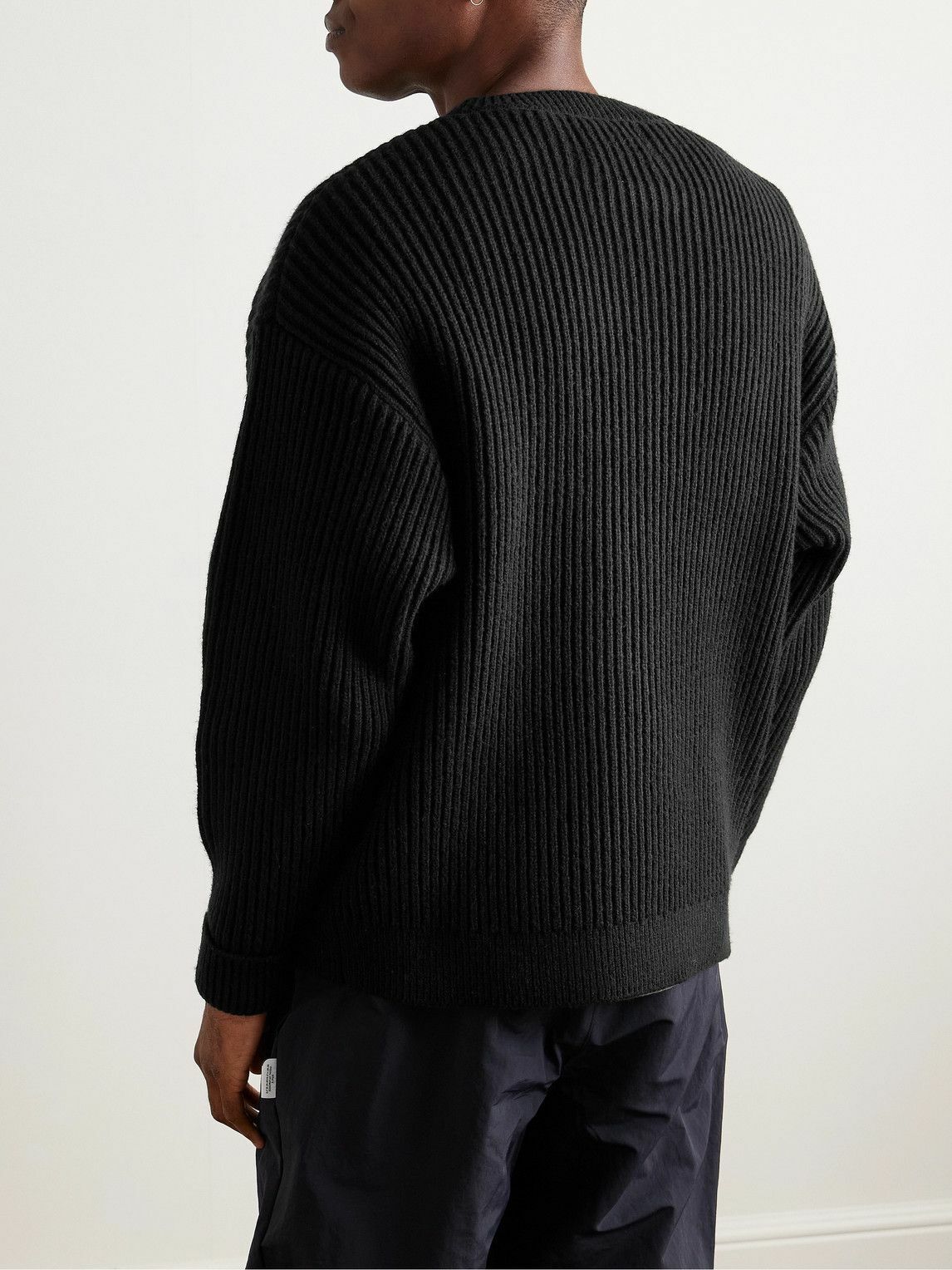 WTAPS - Logo-Appliquéd Ribbed-Knit Sweater - Black WTAPS